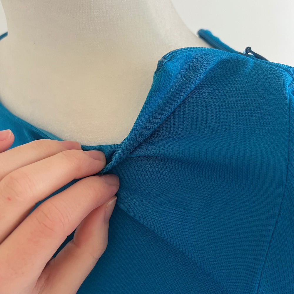 ISSA London Cerulean Blue Twist Front Open Back Long Sleeve Maxi Gown Dress - Picture 9 of 10